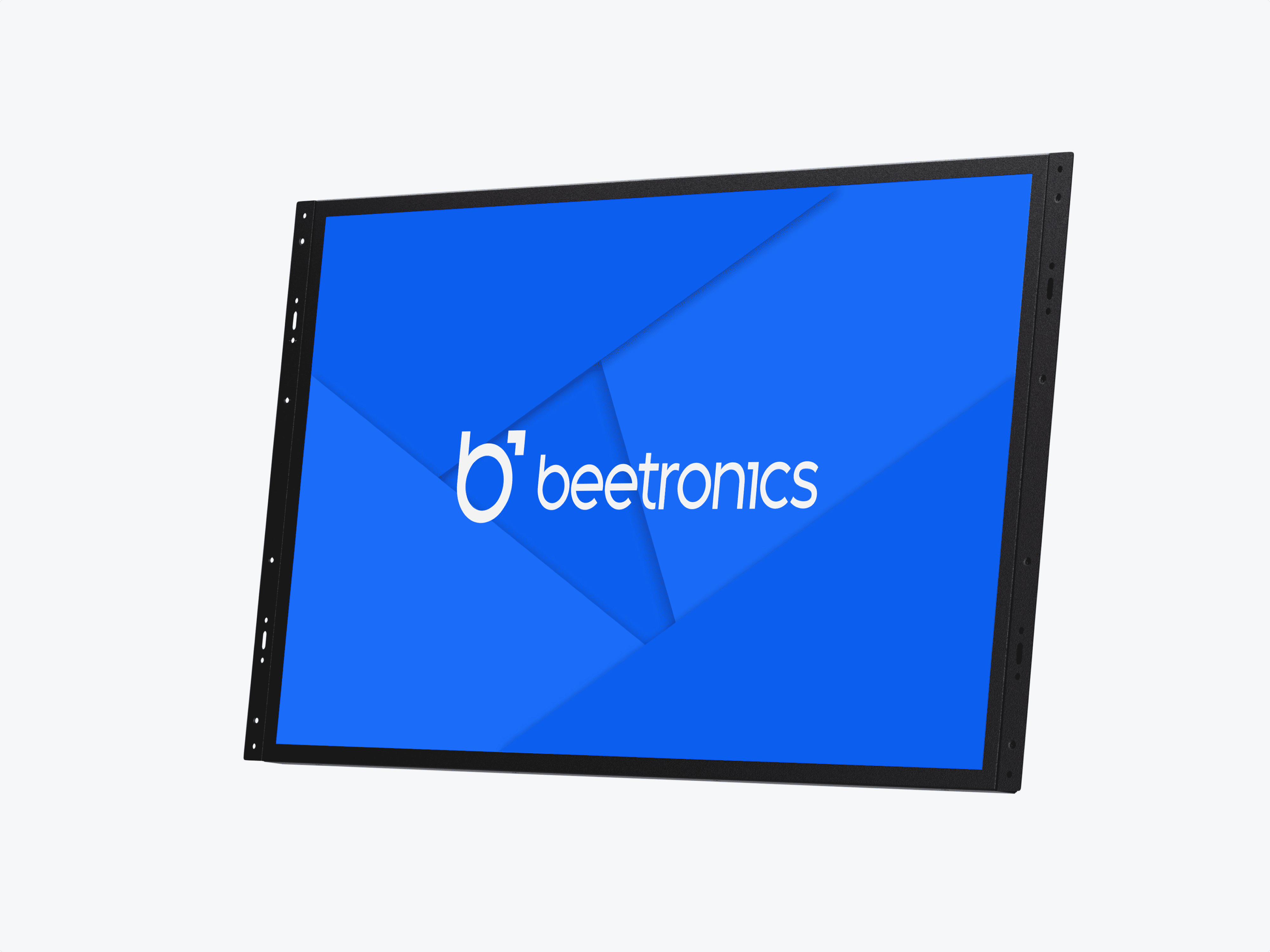 32-inch Beetronics touchscreen front view with blue screen.